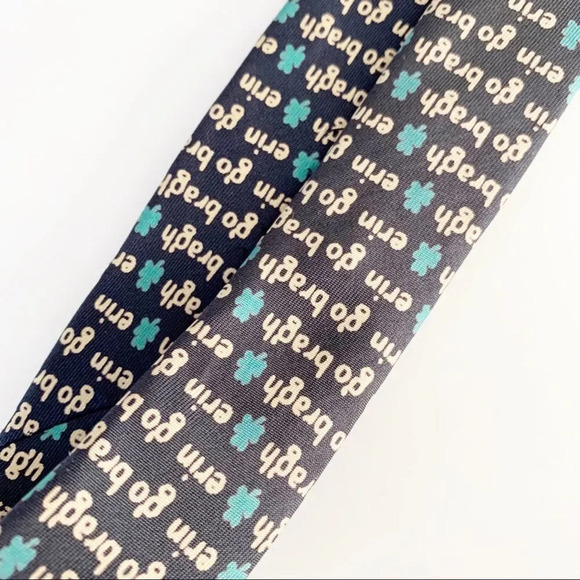 Allyn Erin Go Bragh‎ Ireland Necktie St Patrick’s Day Irish Green Shamrocks Tie - Picture 4 of 6